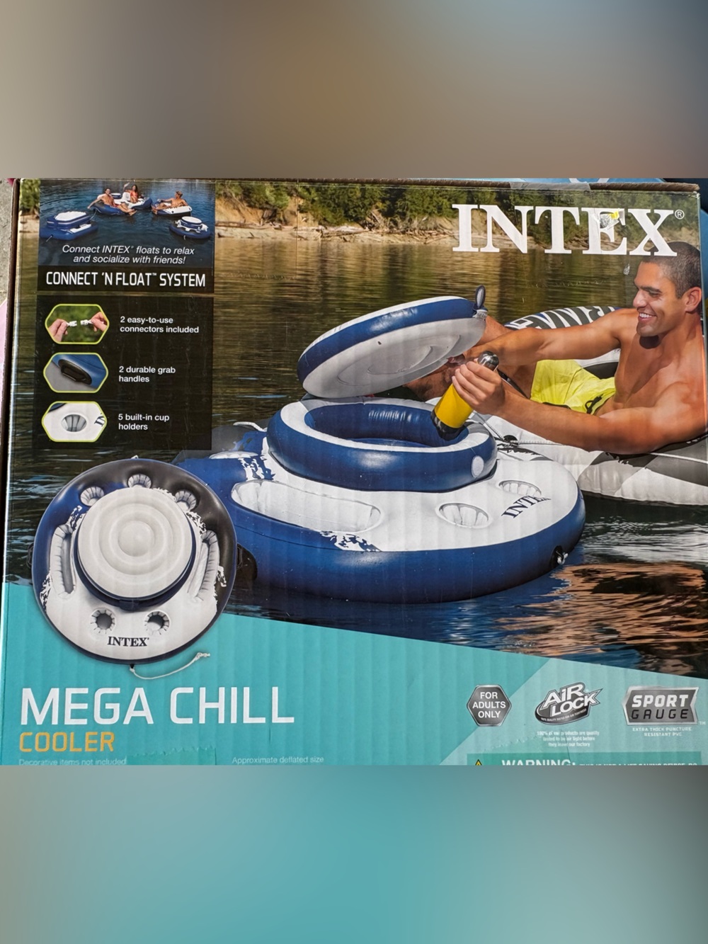 Intex Mega Chill Inflatable Cooler - Blue & White